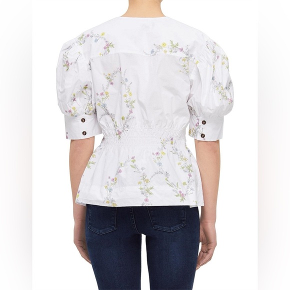 GANNI Oversized Cotton Poplin Short Sleeve Floral Top - Size 36/ Size 4-6 - Picture 2 of 9